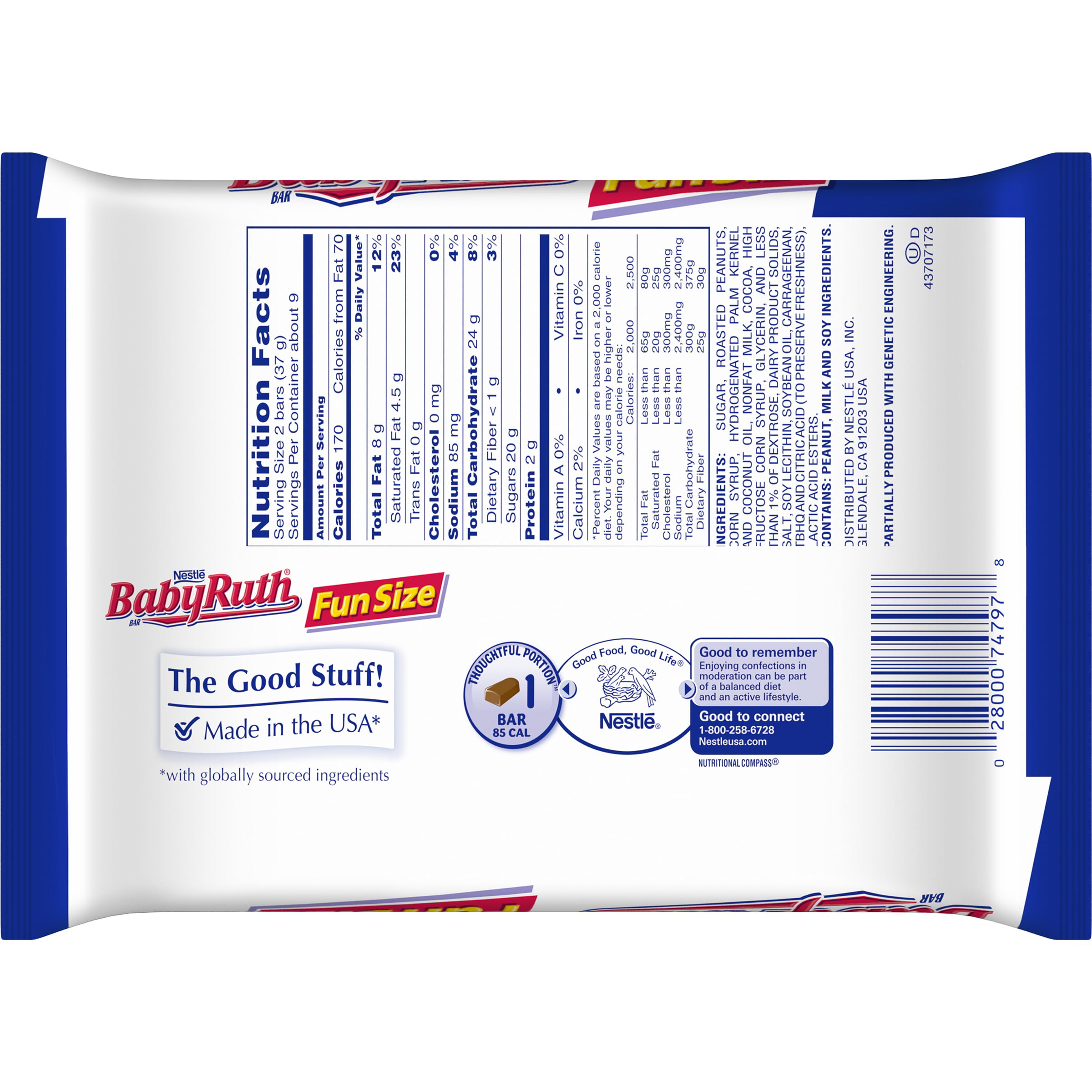 Fun Size Baby Ruth Nutrition Info - NutritionWalls