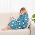 thumbnail image 4 of Blue Cartoon Unicorn Rainbow Cloud Star Balloon Blanket Hoodies for Kids 6-13YR Oversize Wearable Blanket Hoodies for Boys Girls Teens, 4 of 7