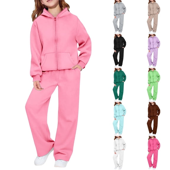Blekii Kids Zip up Hoodie Sweatpants Set, Kids Zip up Hoodie & Sweatpants Set, Two Piece Outfit for Boys Girls, Comfortable Sporty Wear for Spring Fall Winter Two Piece Sporty Outfit Spring Wear,