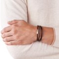 thumbnail image 3 of Pulsera Fossil de cuero marrón ajustable para hombre JF03323040, 3 of 4
