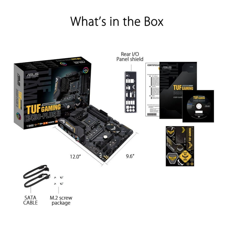 ASUS TUF GAMING B450 PLUS II Motherboard ATX Socket AM4 AMD B450 Chipset USB 3.2 Gen 1 USB 3.2 Gen 2 USB C Gen2 Gigabit LAN onboard graphics CPU required HD Audio 8 channel Walmart