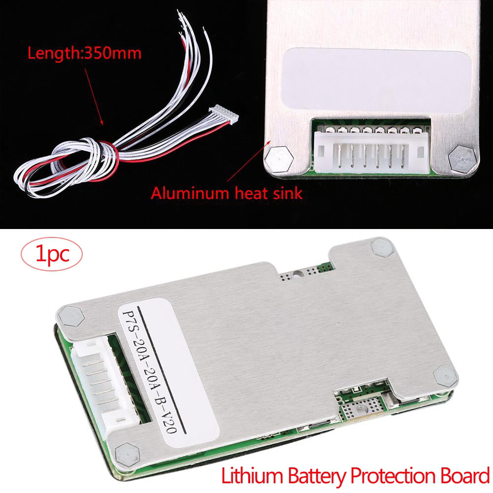 Fafeicy 24V 20A 7S L-ithium Li-ion 18650 Battery BMS Protection Board with Balancing Stable Protective Functions for Charging and Discharging 