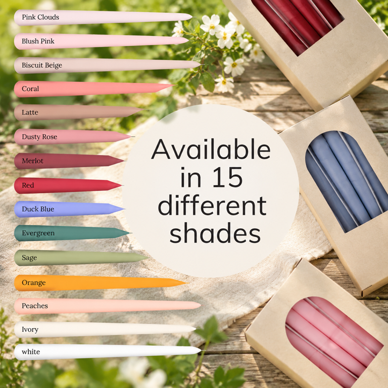 Blush Pink Pack of 6 10-inch Dripless Unscented Tapered Dinner Candles ...