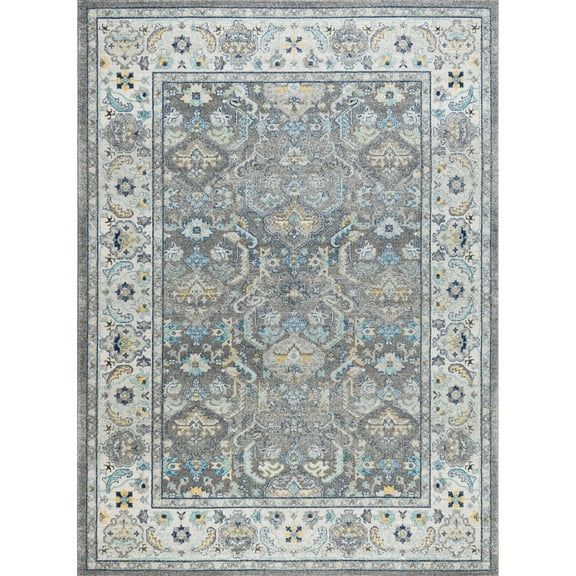 Pasargad Home Chelsea 10' x 14' Power-Loomed Grey/Ivory Rug - All Ages, Indoors