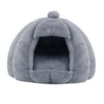 thumbnail image 3 of Nido semicerrado para gatos y perros, cama de peluche con fondo antideslizante, suministros para mascotas Gris, 3 of 9