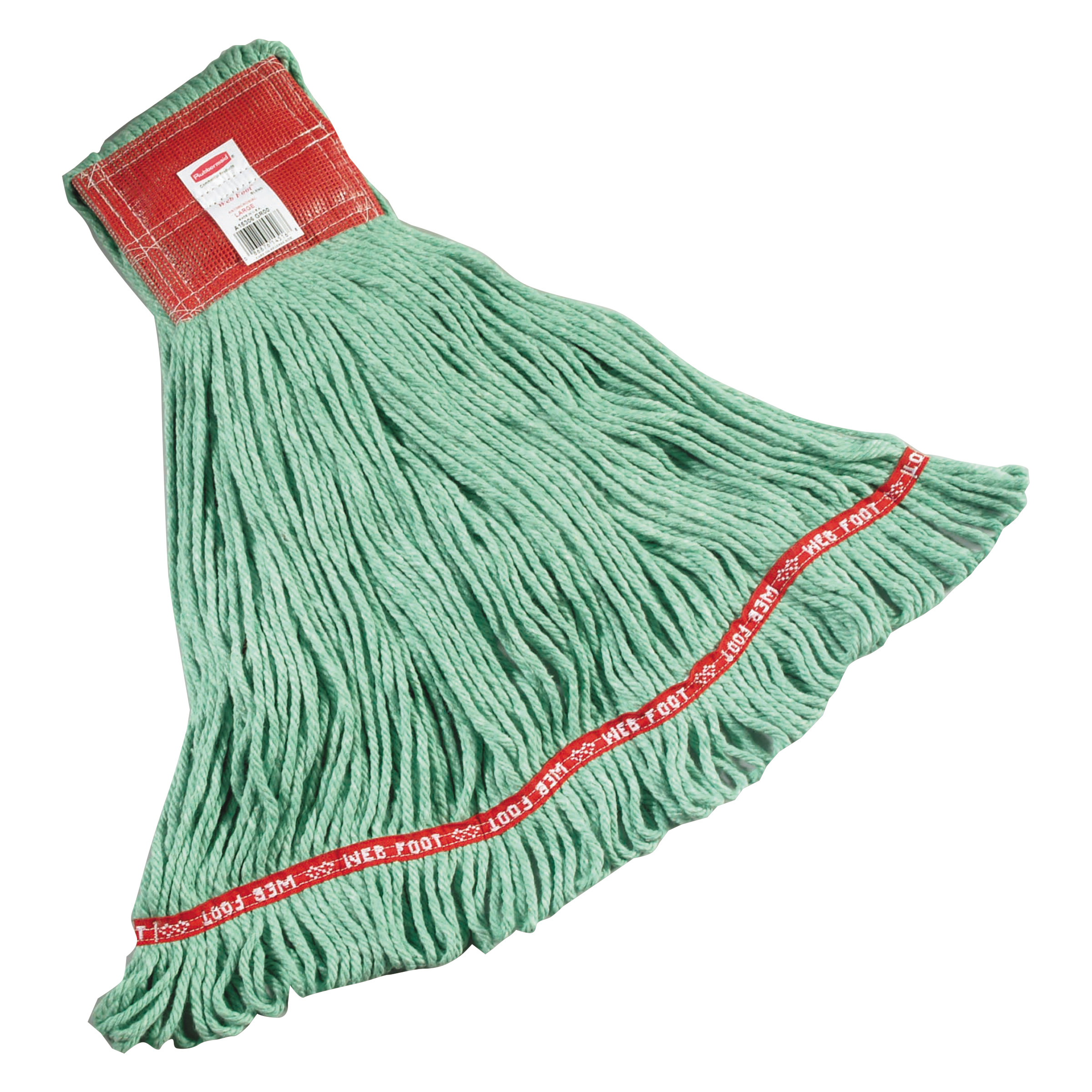 Rubbermaid Commercial  Foot Wet Mops, Cotton/Synthetic, Green, Large