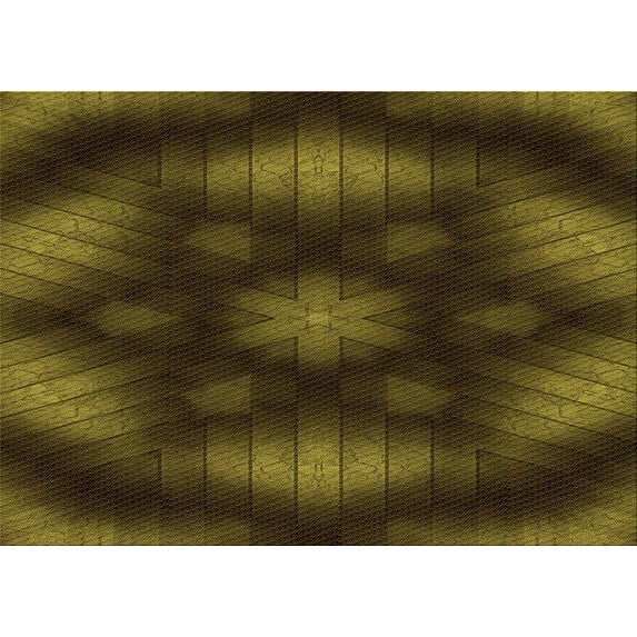 Ahgly Company Machine Washable Indoor Rectangle Transitional Dark Yellow Green Area Rugs, 7' x 10'