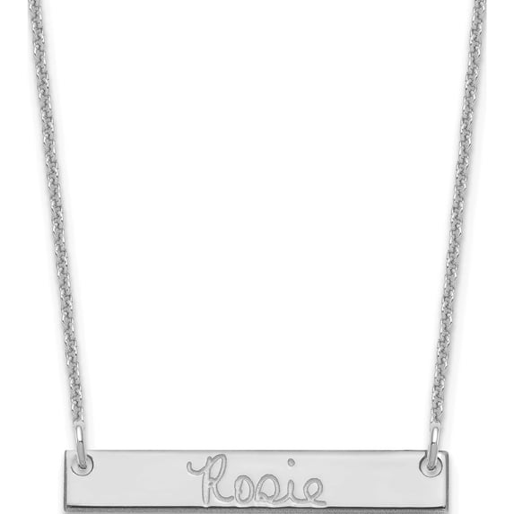 Custom Personalized 10K White Gold Small Polished Signature Bar Necklace 10k White Gold: Jewelry by Sweet Pea - Made in USA