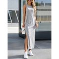 thumbnail image 7 of Light Grey Summer Casual Solid Sleeveless Side Slit Maxi Dress For Women, 7 of 7