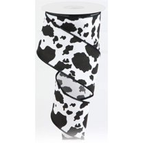 Cowhide Print Wired Edge Ribbon - 10 Yards (Black, White, 2.5 Inch)TR77240-27