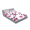thumbnail image 2 of Love Fitted Sheet & Pillow Sham Set, Day of Love Pandas and Hearts Cartoon Cheerful Wildlife Fun Art, Decorative Printed 6 Piece Bedding Decor Set, Queen, Fuchsia Black White, by Ambesonne, 2 of 3