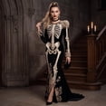 thumbnail image 4 of Women's Halloween Skeleton Costume, Gothic Witch Dress with Long Sleeves and Round Neck, Medieval Renaissance Cosplay Dress for Halloween Party, Costume Events & Themed Parties, 4 of 7