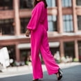 thumbnail image 4 of Mujeres con cuello en V Manga larga Tops Pantalones largos Dos piezas Conjunto sólido Traje casual Wmkox8yi bvn3110, 4 of 9