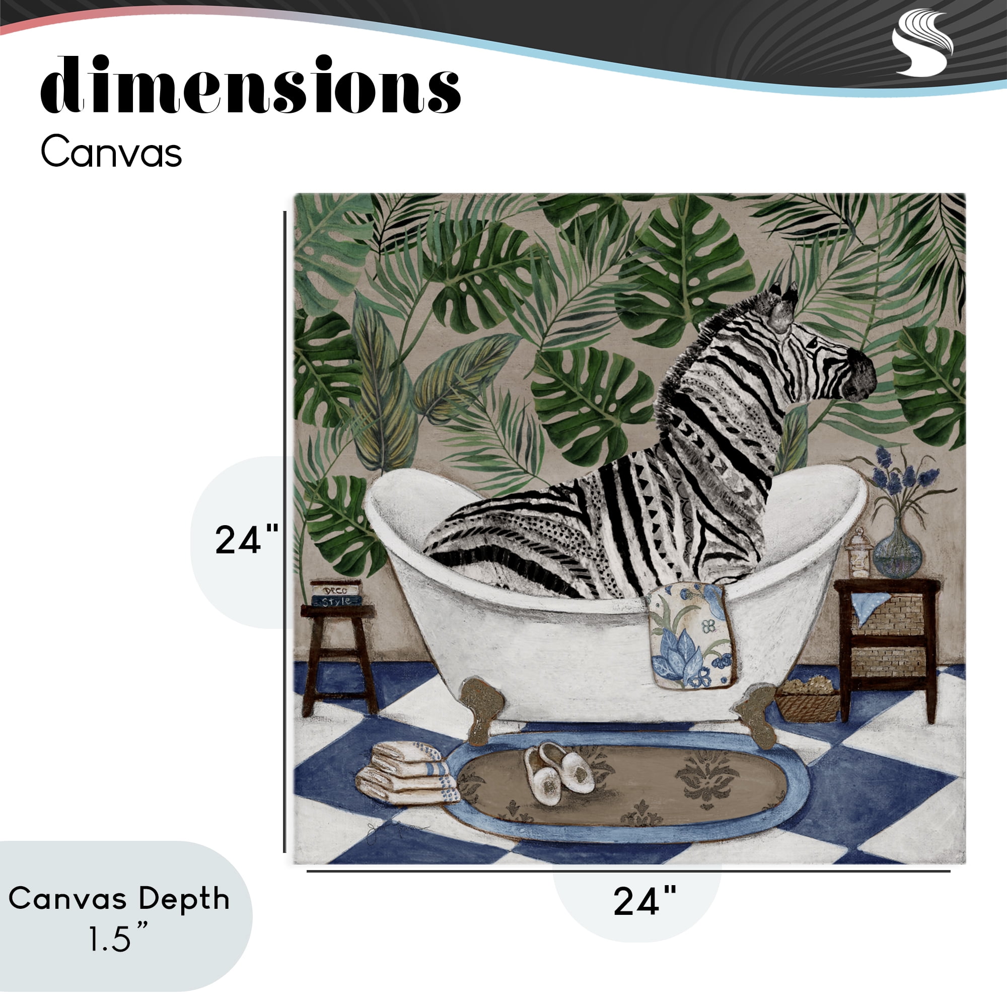 Stupell Industries Zebra in Tropical Bathtub Canvas Wall Art, design by Janet Tava