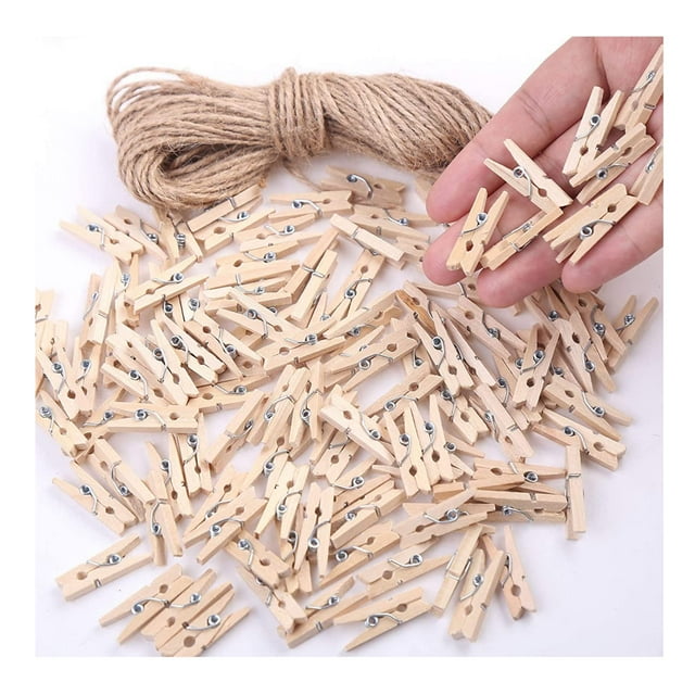 Mini alfileres para ropa LOTIMOYIA, 200 unidades con hilo de yute para fotos