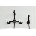 thumbnail image 2 of Kingston Brass KS2445PXBS Heritage Double-Handle Wall-Mount Bridge Kitchen Faucet with Brass Sprayer, Oil Rubbed Bronze, 2 of 7