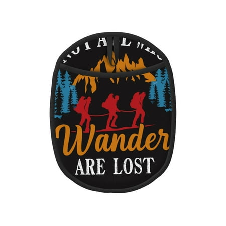 

Pofeuu Not All Who Wander Are Lost Hiking Print Silicone Pot Mat Mitten With Hanging Loop Heat Resistant Oven Mitts Non-Slip Bbq Baking Smoking Potholders