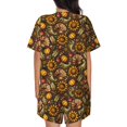 thumbnail image 6 of Goofa Chrysanthemum turkey for Womens Cotton 2 Piece Pajamas Set Classic Short Sleeve Pjs Set Soft Button Down Sleepwear Loungewear-X-Large, 6 of 7