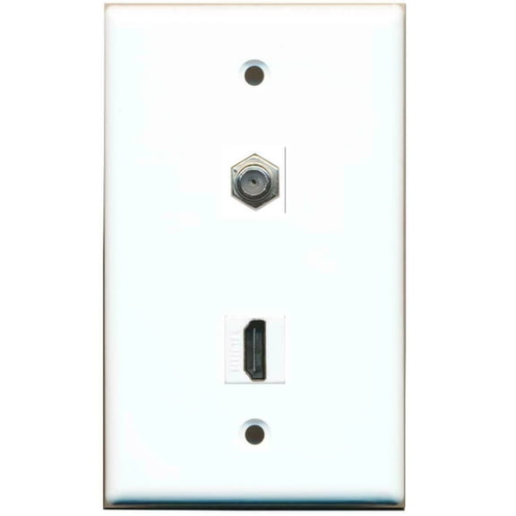 Ultra Spec Cables 1 HDMI Port 1 Coax Cable TV Coupler Jack F-F Wall Plate 1 Gang Flat Solid