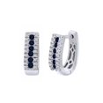 thumbnail image 2 of Diamond and Sapphire 3 Row Huggie Earrings in 14K White Gold (1/2 cttw, G-H, I2-I3), 2 of 3