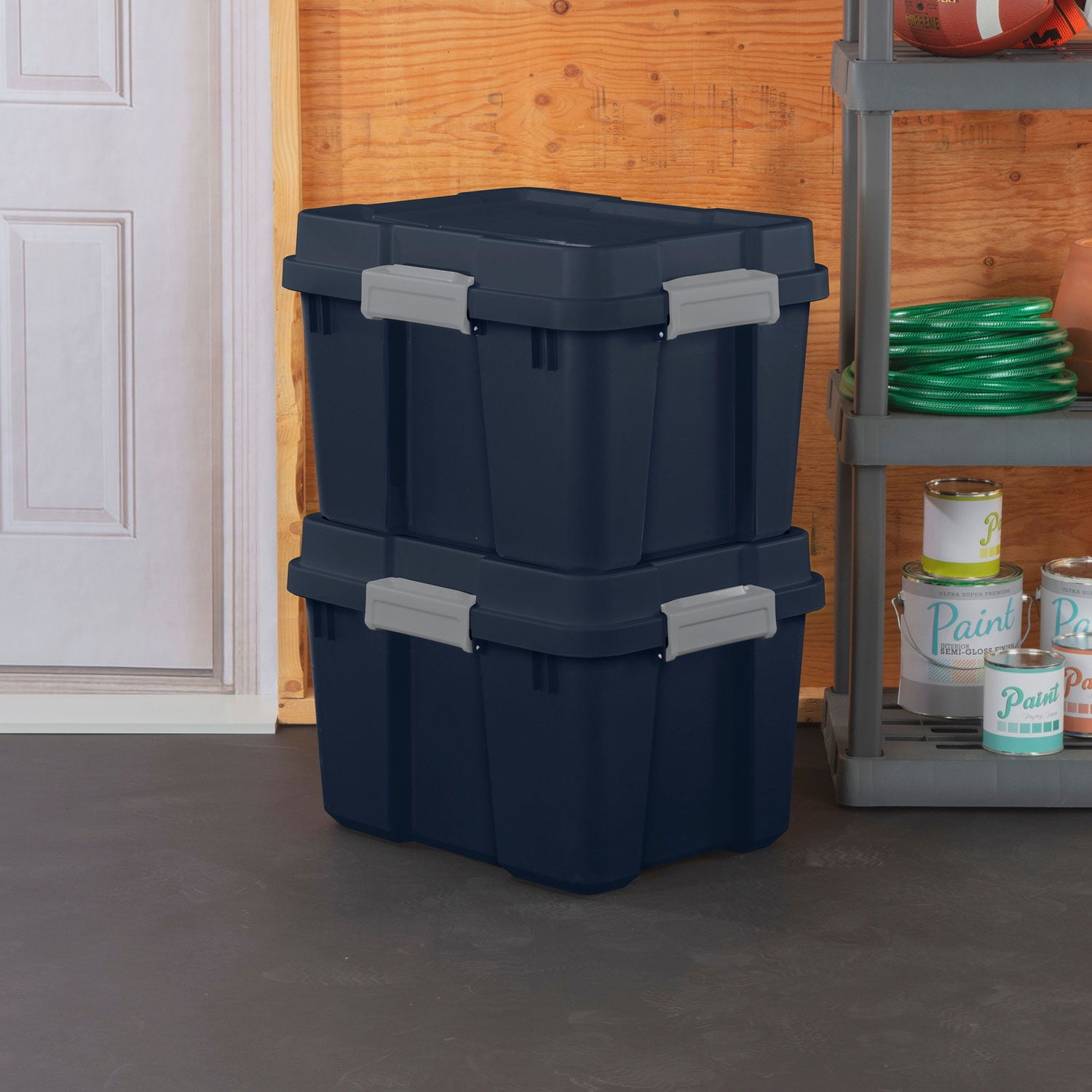 Sterilite 20 Gallon Plastic Home Storage Container Tote Box, Gray/Blue (12  Pack), 1 Piece - Kroger
