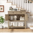thumbnail image 6 of Homfa Farmhouse Console Table with 2 Drawers& Doors, Sofa Table with Storage Cabinet and Open Shelf for Living Room Entryway, Rustic Brown, 6 of 7
