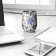thumbnail image 3 of Floral 12oz Stainless Steel Insulated Wine Tumbler with Lid and Straw – Double Wall Vacuum Mug for Hot & Cold Drinks, 304 Steel Interior, Sweat-Free Design,Thanksgiving,Christmas, Spring,Flower, 3 of 5