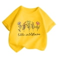 thumbnail image 4 of Girls Soft Summer Roundneck Tee For Kids With Print Comfort Fit Top For Everyday Wear Breathable Blend Shirt For Girls(Yellow,12-14 Years), 4 of 4
