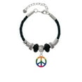 thumbnail image 2 of Delight Jewelry Silvertone Large Rainbow Colored Peace Sign Daughter Celtic Knot Leather Bead Bracelet, 7"+2" Extender, 2 of 4