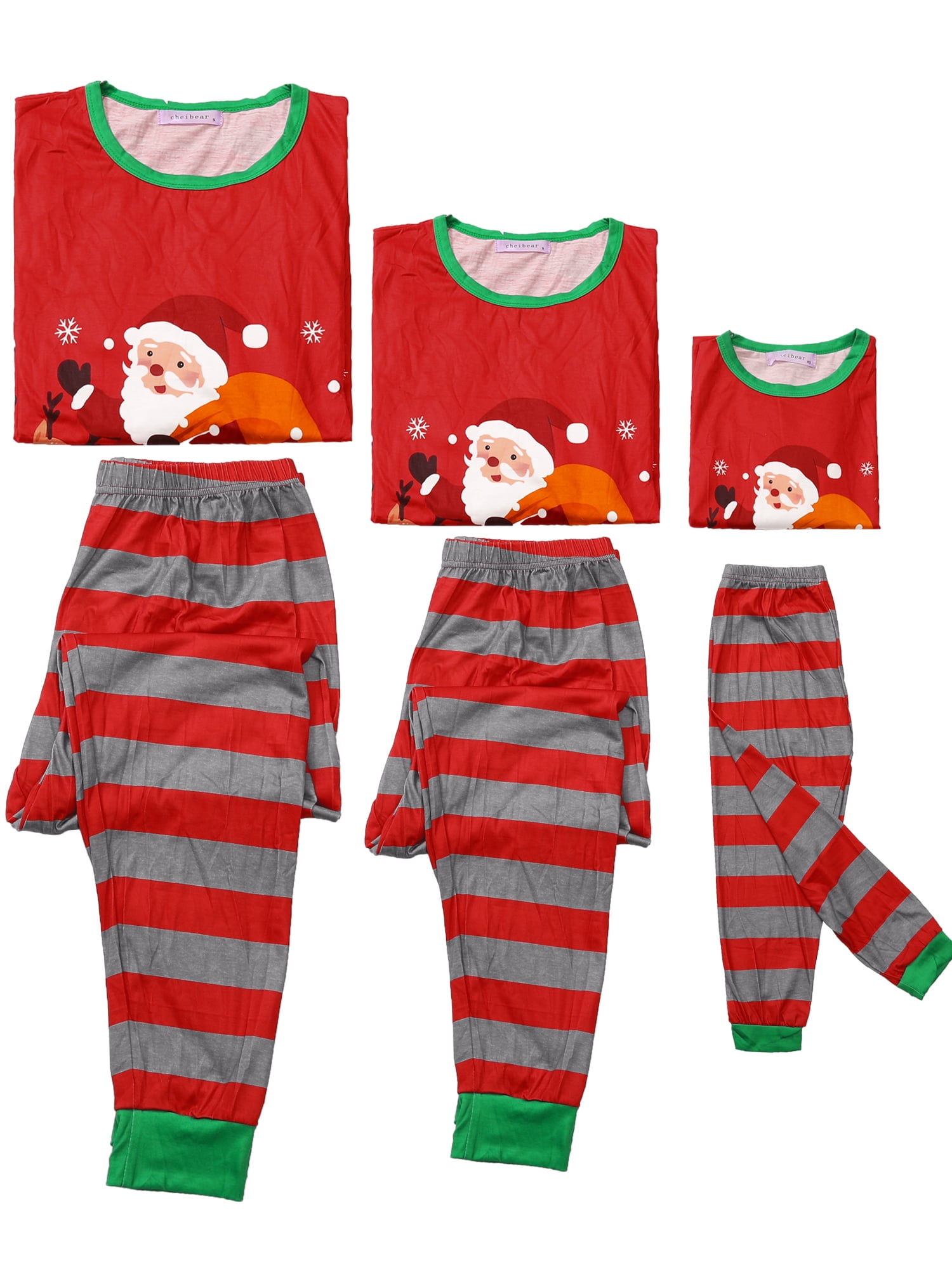 Unique Bargains Womens 2 Pcs Christmas Family Matching Pajama Set Striped Party Sleepwear XL Child's Red