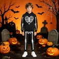 thumbnail image 2 of Kids Skeleton 2 Piece Tracksuit, Hoodie Jogger Pants Halloween Set, Soft Outfit with Pockets for Trick or Treat, School Parade, Fall Daily Wear(Black1/5-6 Years), 2 of 4
