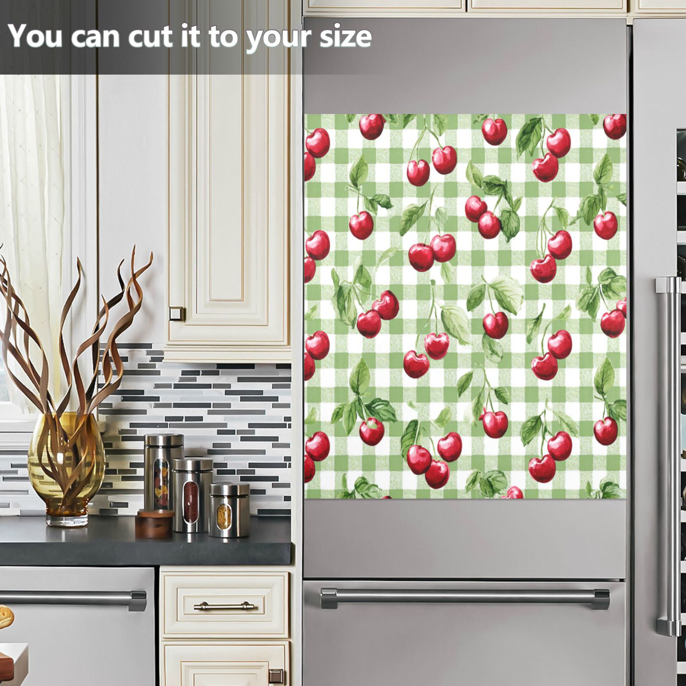Dishwasher Magnetic Refrigerator Magnet Cover Sticker Home Decorative 23"x26" Pale Green Cherry Painting