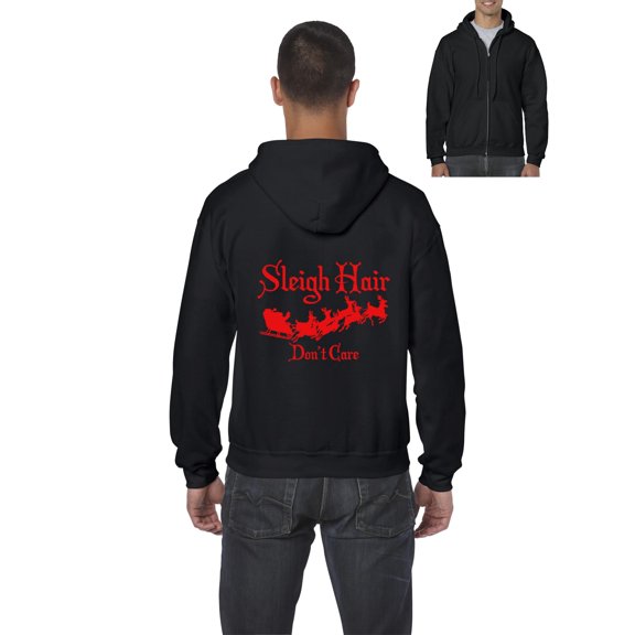 MmF - Men's Sweatshirt Full-Zip Pullover - SLEIGH HAIR DON'T CARE