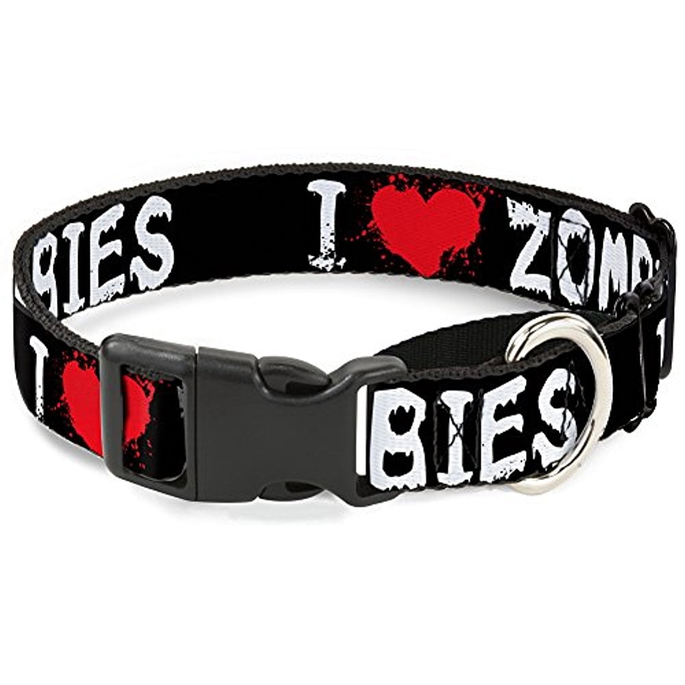 Buckle-Down MGC-W30951-L I "Heart" Zombies Bloody Splatter Black White Red Martingale Dog Collar