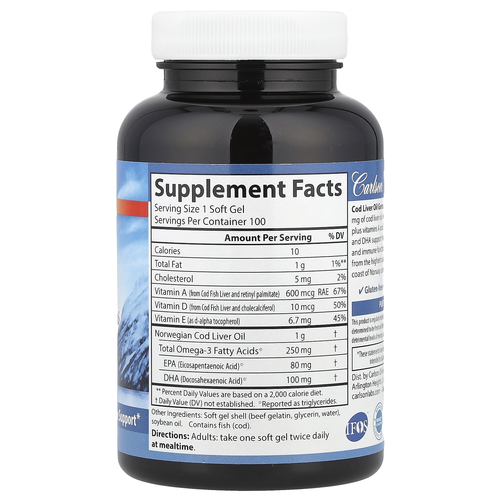Carlson Cod Liver Oil Gems, 100ct