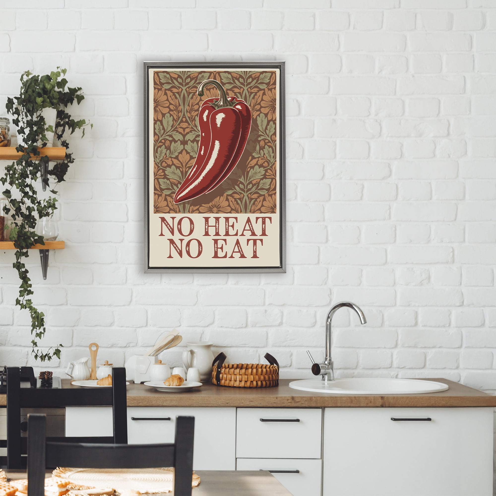 Stupell Industries No Heat or Eat Pepper Gray Framed Floater Canvas Wall Art, design by Andreas Magnusson