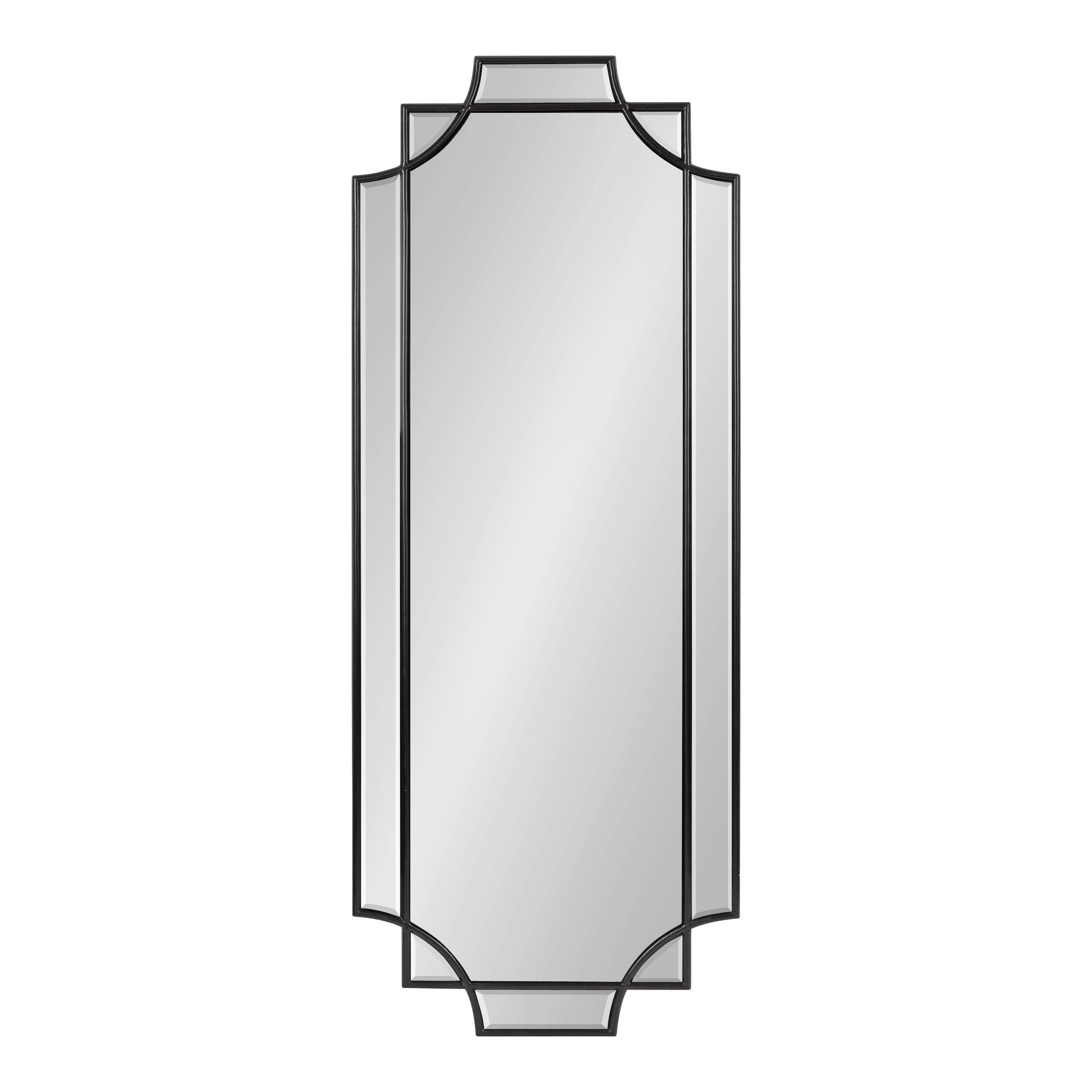 Kate and Laurel Minuette Glam Wall Mirror, 16 x 42, Black, Elegant Traditional Home Decor With A Boho Charm