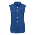 thumbnail image 4 of vigerkar Womens Sleeveless Button Down Shirts Blouses Business Work Summer Tank Tops 2025 With Pockets Navy, M, 4 of 5