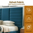 thumbnail image 6 of King Upholstered Platform Bed with Two Large Storage Drwers, Strong Wooden Slats, Metal Support, Heavy Duty Mattress Foundation, No Box Spring Needed, Noise-Free, Easy Assembly,Dark Blue, 6 of 12