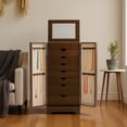 thumbnail image 3 of Hives & Honey Port Elegant Chocolate Jewelry Armoire: Freestanding, Lockable Wooden Cabinet for Women, 3 of 10