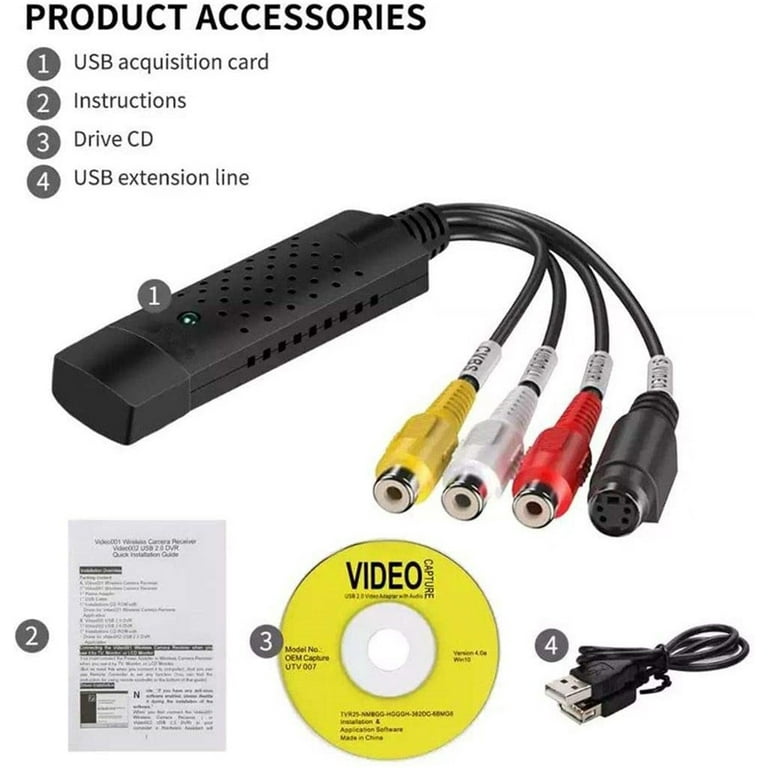 krise junk Billedhugger USB 2.0 One Touch VHS to DVD Video Capture Device with Easy to use  Software, (Analog S-Video/RCA to USB,VHS to DVD,VCR Player) Convert -  Walmart.com