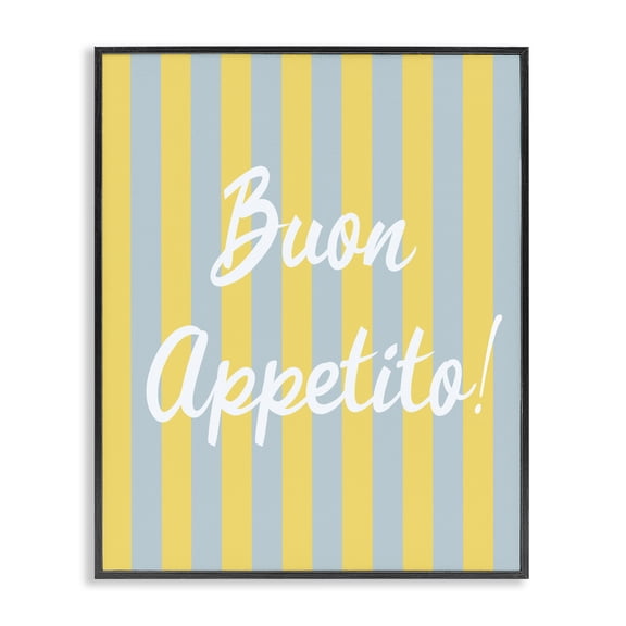 Stupell Industries Mid-Century Buon Appetito Blue Yellow Stripes Black Framed Giclee Art, 11 x 14, by SD Graphics Studio