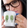 thumbnail image 2 of 3drose, 2 Lime Green and Aqua Leaf Trees, 15oz Two-tone Blue Mug, 2 of 6