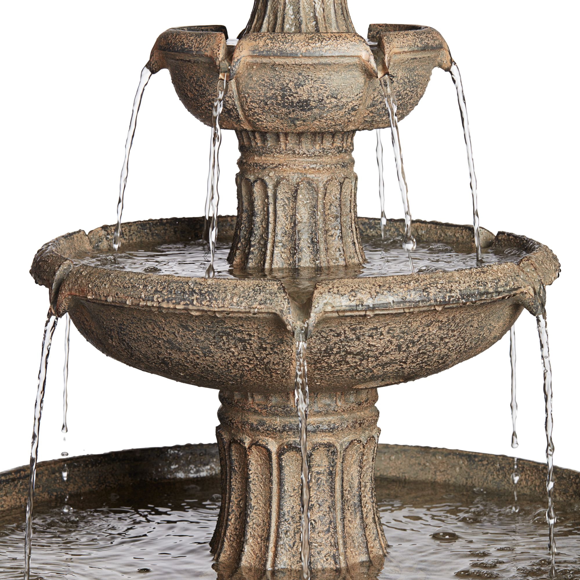 Farron 46" High Large Italian Outdoor Decor Gray Faux Stone Floor Fountain with Light LED 3-Tier Outside