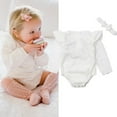 thumbnail image 4 of Styles I Love Infant Baby Girls White Floral Lace Long Sleeves Cotton Romper with Headband 2pcs Spring Outfit (100/18-24 Months), 4 of 7