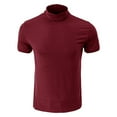 thumbnail image 5 of RYRJJ Mens T Shirt Short Sleeve Basic Designed Fashion Mock Turtleneck Slim Fit Undershirt Pullover Solid Color Workout Tops(Wine,S), 5 of 6