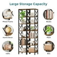 thumbnail image 5 of Condemo 78.7 Inch Extra Tall Narrow Bookshelf with LED Light, 7 Tier Skinny Bookcase for Small Space, Freestanding Display Corner Shelf, Modern Industrial Storage Organizer for Home Office, Brown, 5 of 7