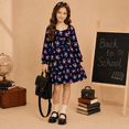 thumbnail image 2 of Lanbubble Girls Fall Dress Long Sleeve Floral Tiered Casual Flowy Dresses Square Neck A Line 7-14Y, 2 of 5