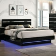 thumbnail image 5 of Furniture of America Malva Solid Wood Eastern King Bed with LED Light in Black, 5 of 8