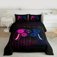 thumbnail image 2 of Castle Fairy Teens Boys Abstract Hexagon Gamepads 3 Pieces Queen Comforter Set,Video Game Ultra Soft Bedding Sets,Geometric Honeycomb Bedding Comforter Set Breathable,Lightweight Room Decor, 2 of 8